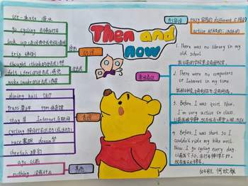 简单好看的人教版六下英语Unit4《then and now》思维导图