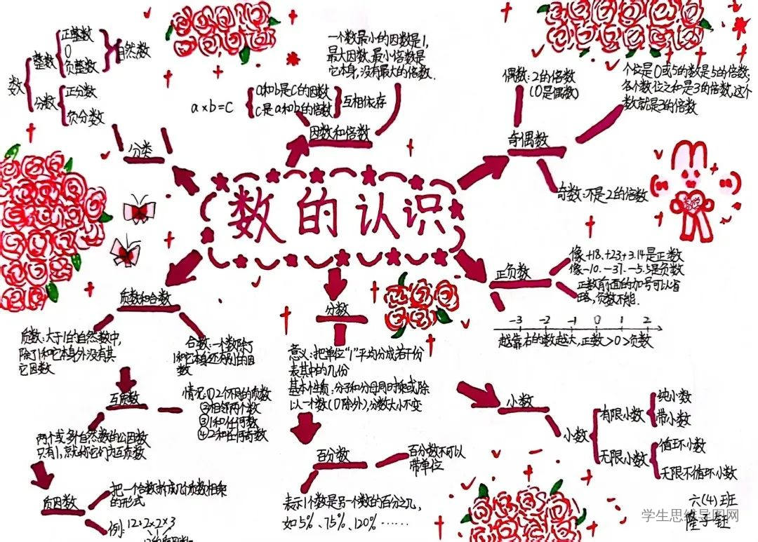 六下数学第六单元第一课时《数的认识》思维导图优秀作品